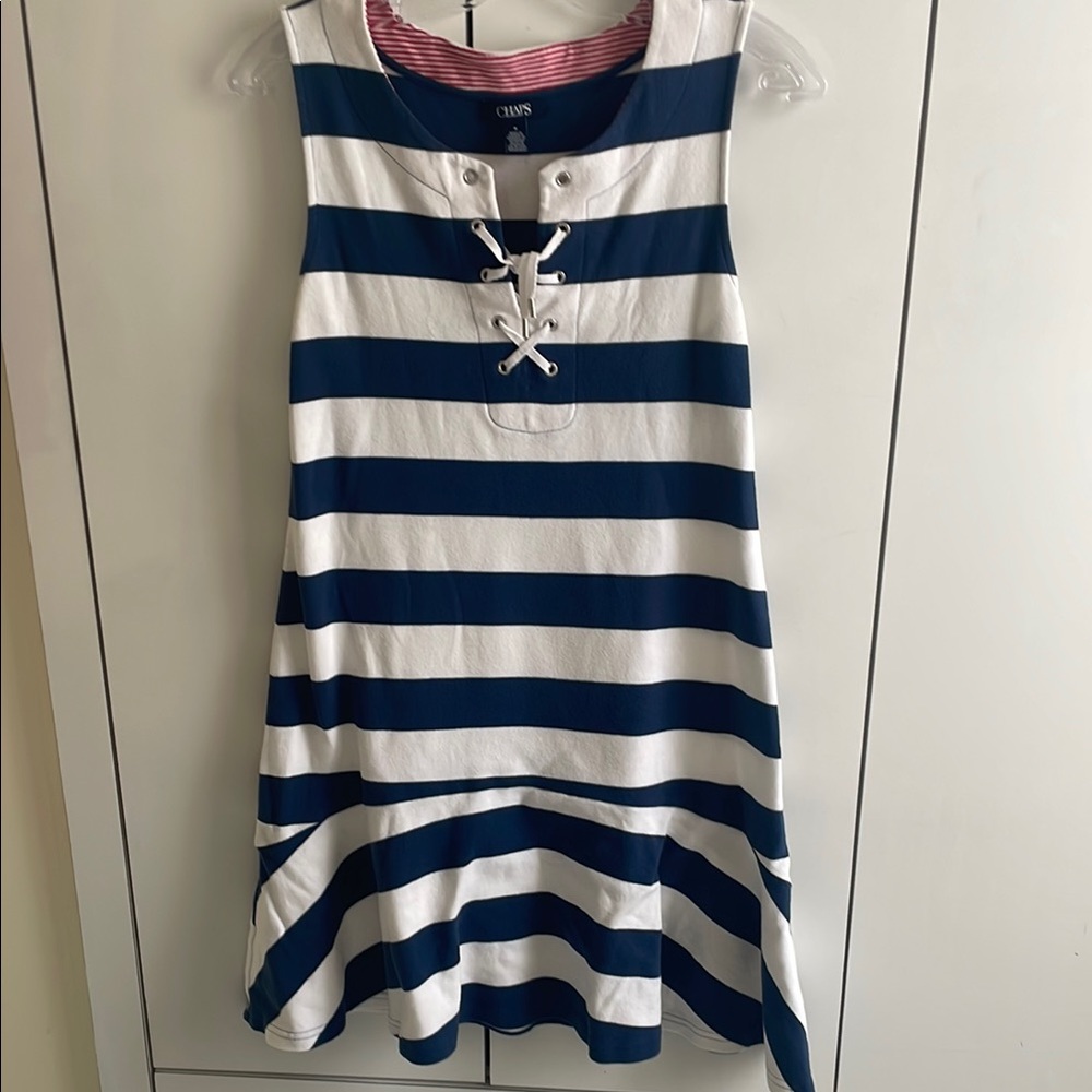Navy and White Striped Dress